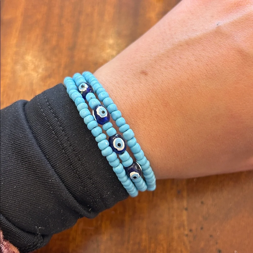 Evil Eye Festival Bohemian Wrap Around Blue Bracelet